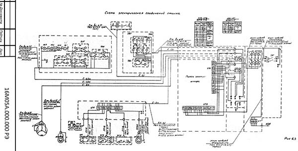 Схема з'єднань токарно-гвинторізного верстата 16М05А